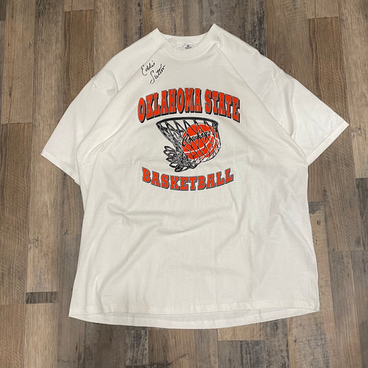 OSU EDDIE SUTTON SIGNED BASKETBALL T-SHIRT SIZE 2XL