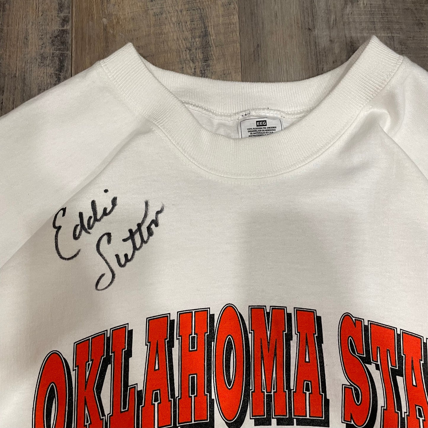 OSU EDDIE SUTTON SIGNED BASKETBALL T-SHIRT SIZE 2XL