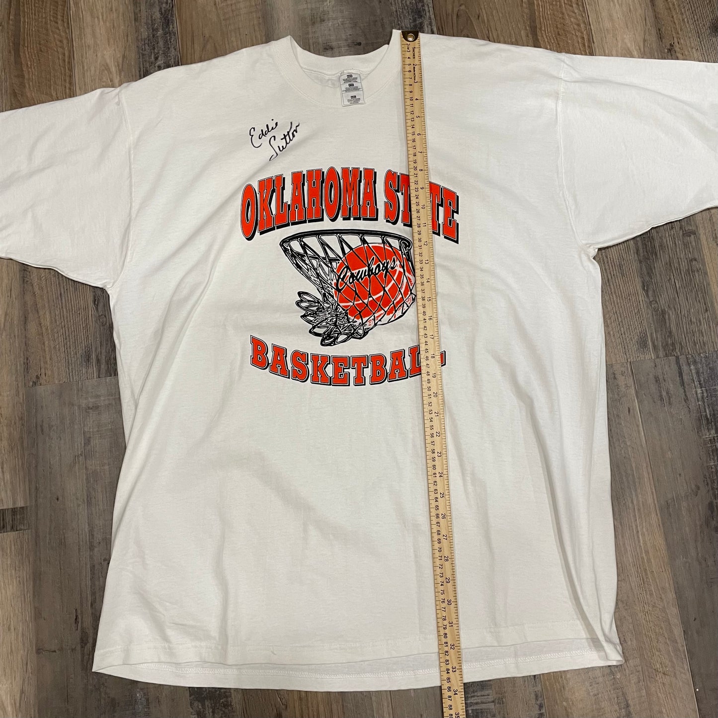 OSU EDDIE SUTTON SIGNED BASKETBALL T-SHIRT SIZE 2XL
